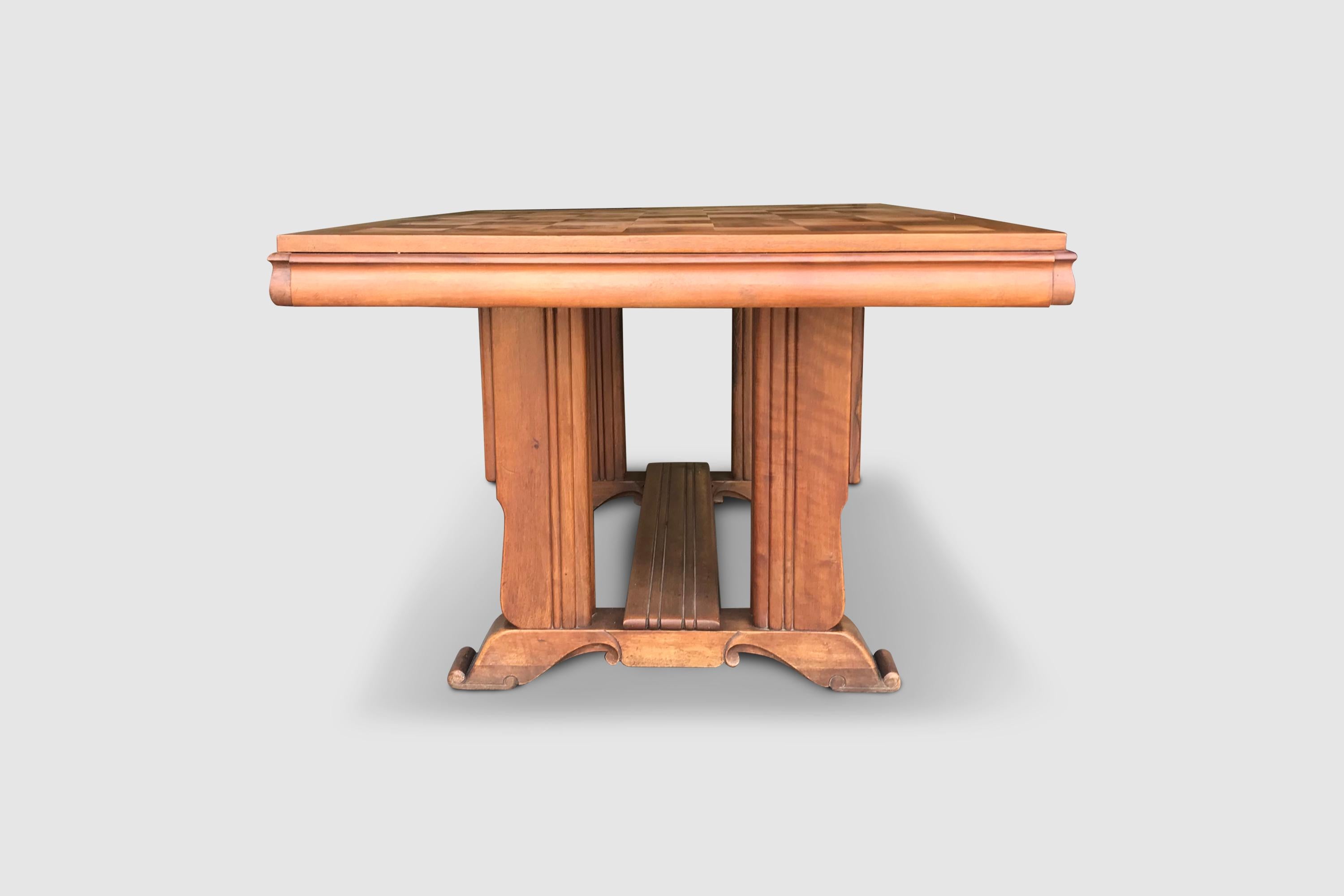 Art Deco Extendable Oak Dining Table in the Manner of Gaston Poisson France 1930 1
