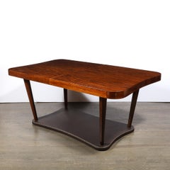 Art Deco Extendable Paldao Series Walnut & Leather Dining Table by Gilbert Rohde