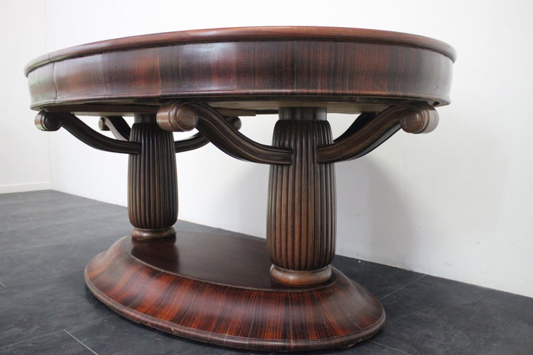 French Art Deco Extendable Rosewood Dining Table, 1920s For Sale