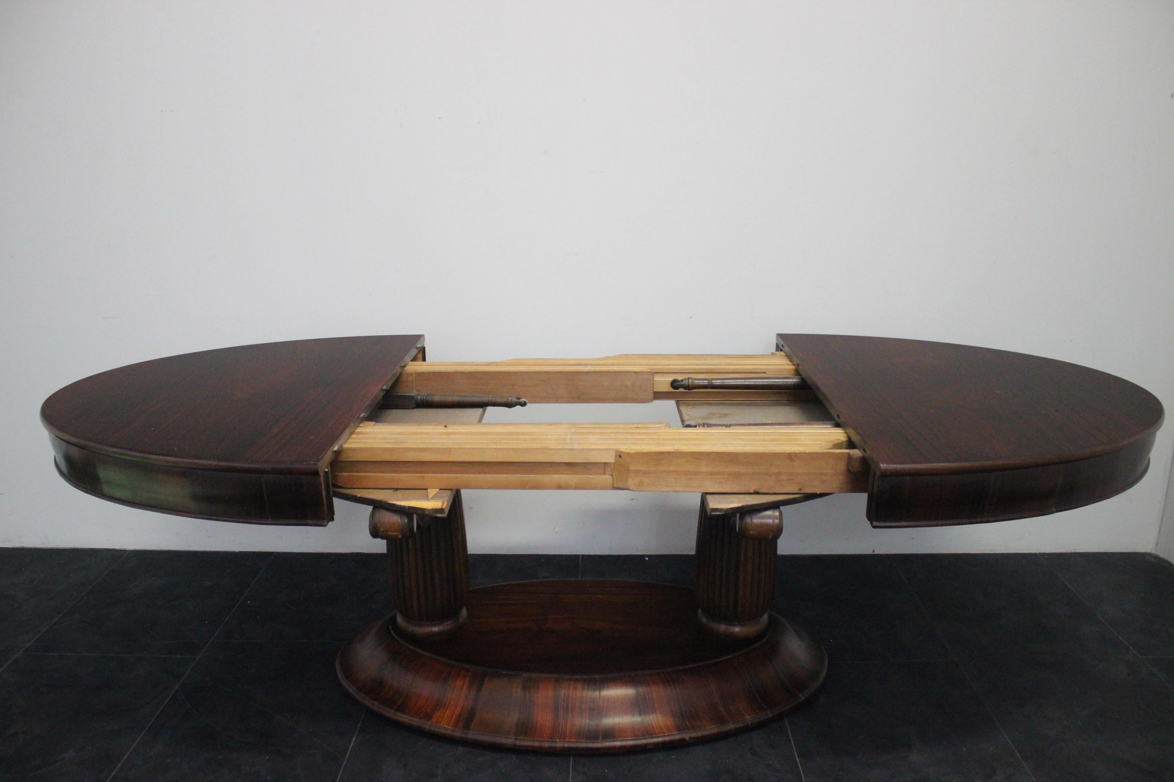 Art Deco Extendable Rosewood Dining Table, 1920s For Sale 2