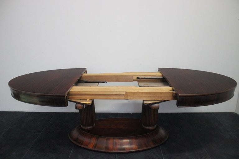 Art Deco Extendable Rosewood Dining Table, 1920s For Sale 2