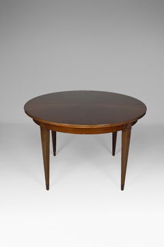 Art Deco Extendable Round Table in Mahogany, by Jacques Adnet, circa 1940