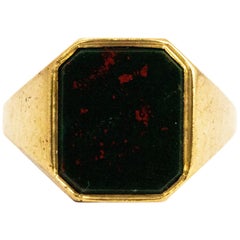 Art Deco Extra Large Blood Stone and 9 Carat Signet Ring