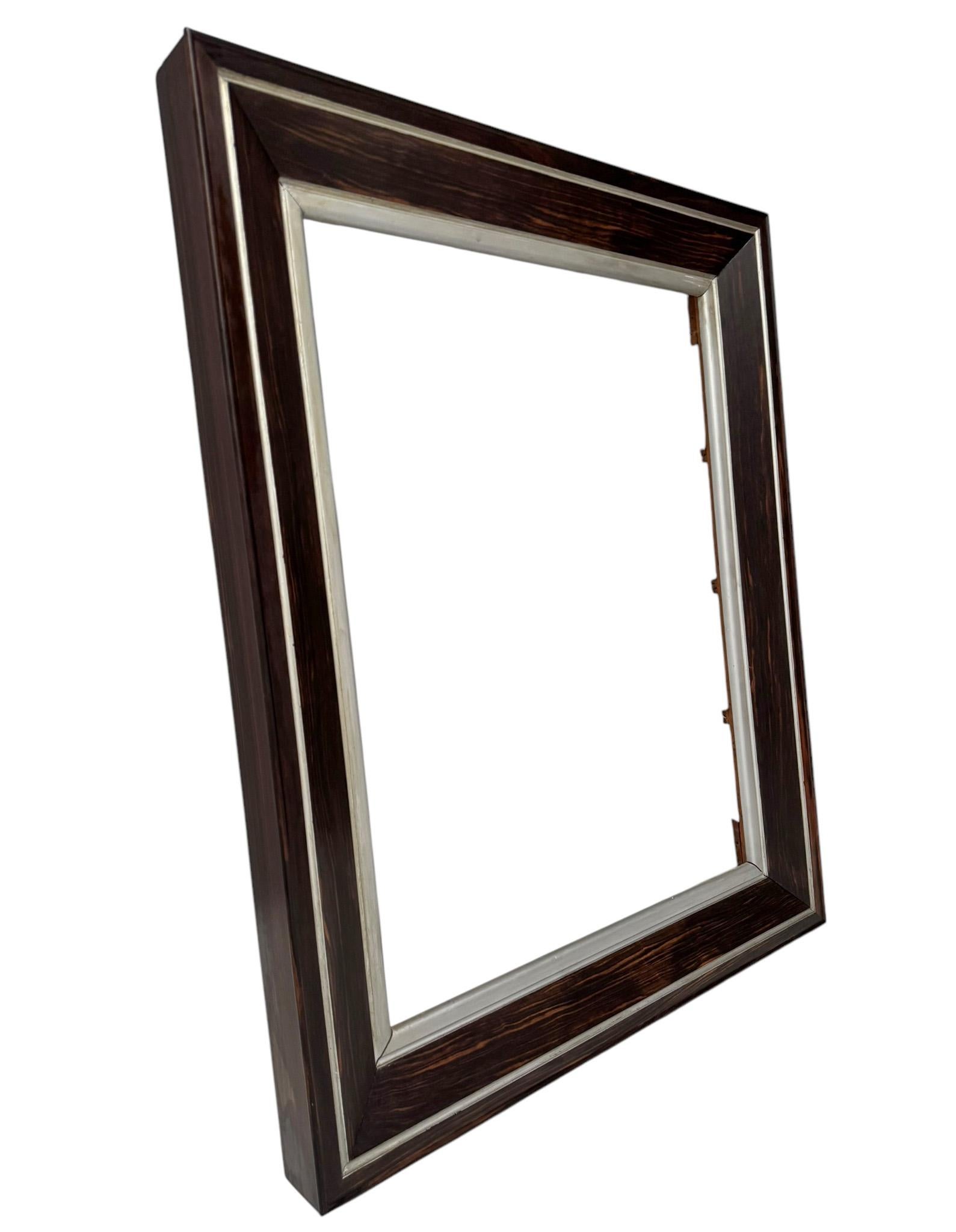 Dutch Art Deco Extra Large Macassar Ebony Picture Frame, 1930s For Sale