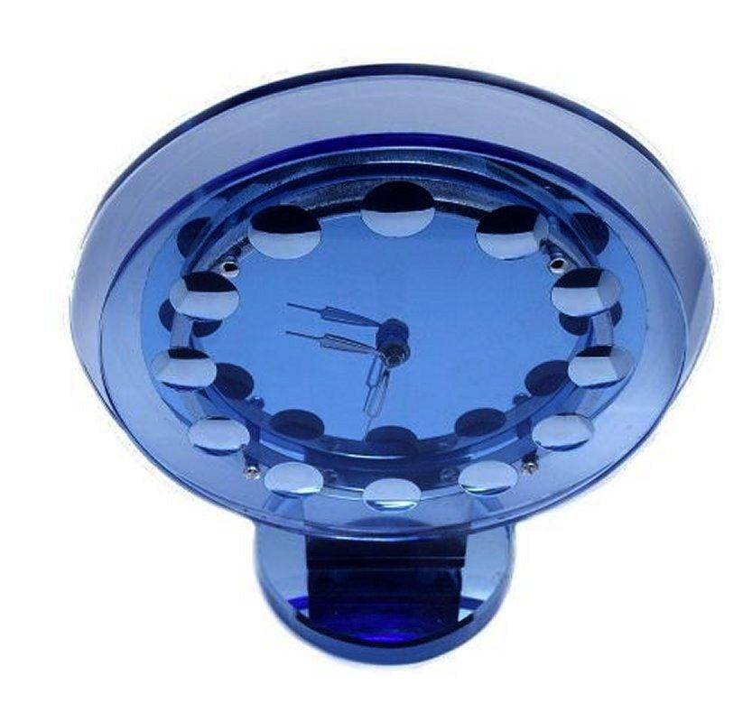 English Art Deco Extremely Rare Modernist Blue Glass & Mirror Clock, c1930 For Sale