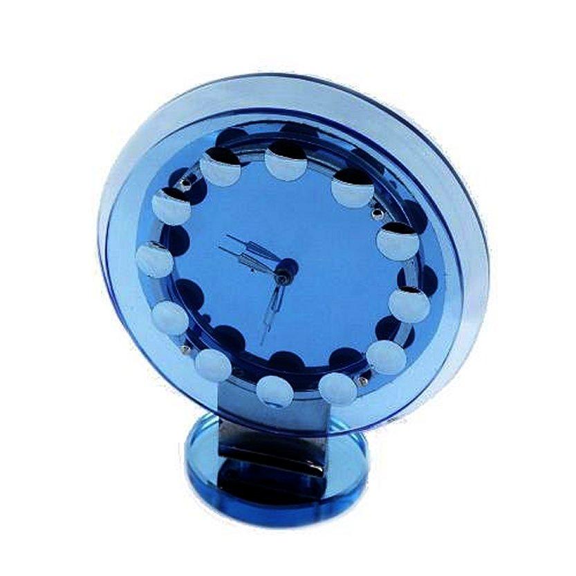 Art Deco Extremely Rare Modernist Blue Glass & Mirror Clock, c1930 In Good Condition For Sale In Devon, England