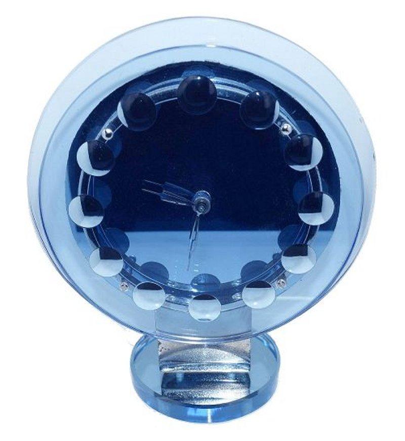 Art Deco Extremely Rare Modernist Blue Glass & Mirror Clock, c1930 For Sale 2