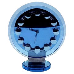 Art Deco Extremely Rare Modernist Blue Glass & Mirror Clock, c1930