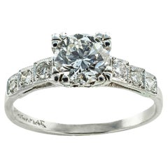 Art Deco F Color Diamond Platinum Engagement Ring