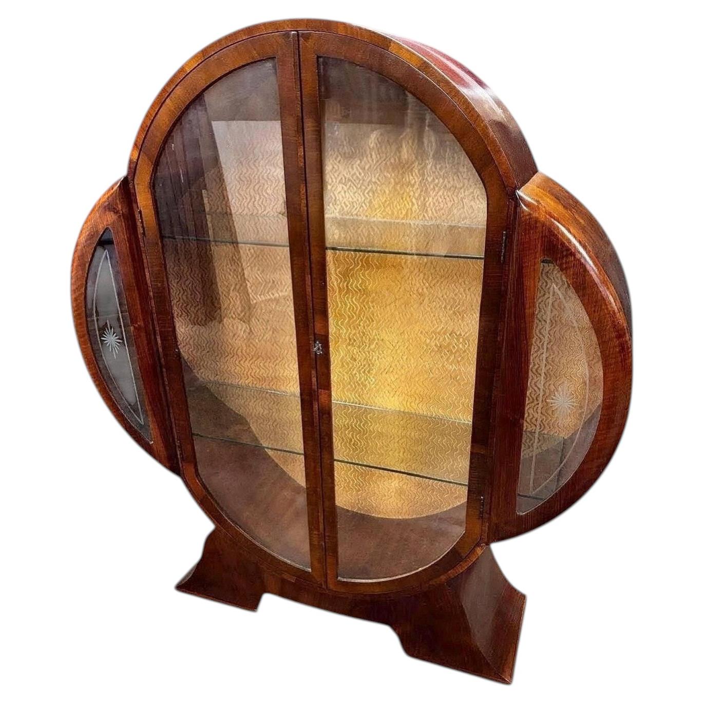 Art Deco Fabulous Clove Shaped Display Vitrine Cabinet, England, c1930s For Sale