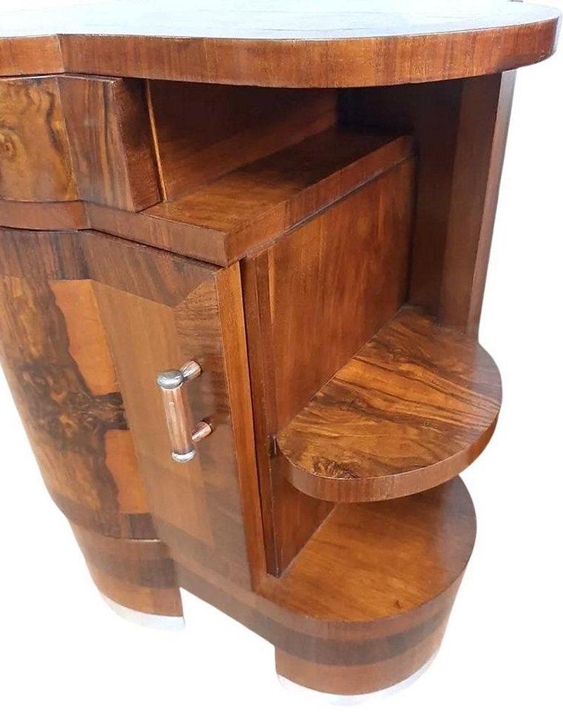 Art Deco Fabulous Italian Pair of Bedside Table Cabinet Nightstands, c1930 6