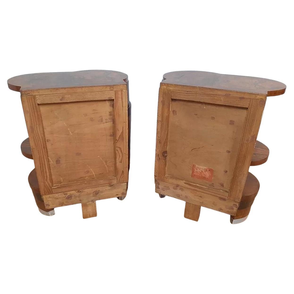 Art Deco Fabulous Italian Pair of Bedside Table Cabinet Nightstands, c1930 2
