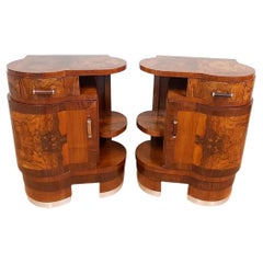 Fabuleuse paire italienne de tables de chevet et de tables de nuit Art Déco, vers 1930