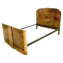 Art Deco Fabulous Walnut Double Bed, England, c1930
