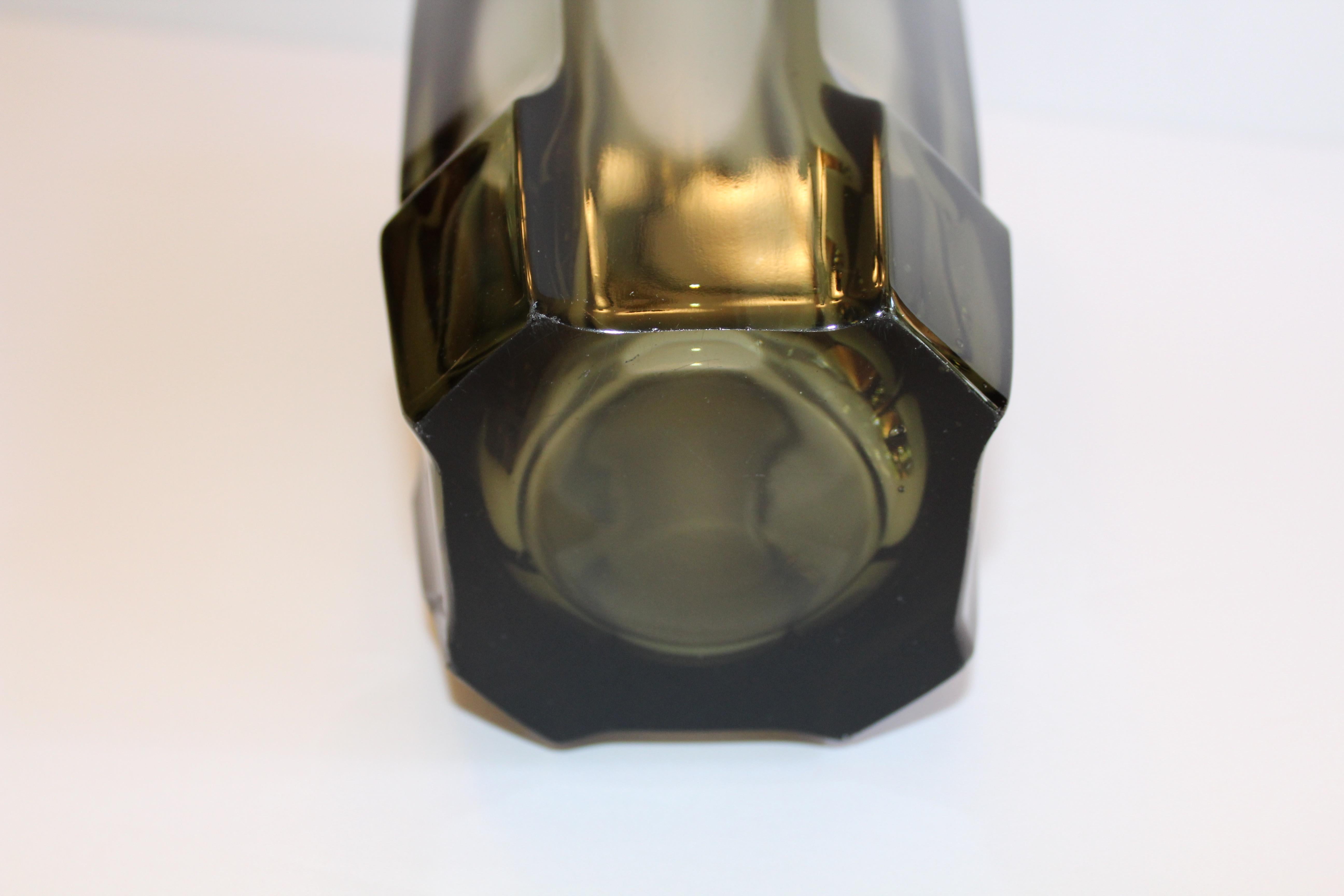 Art Deco Faceted Black Glass Vase in the Style of Moser For Sale at ...