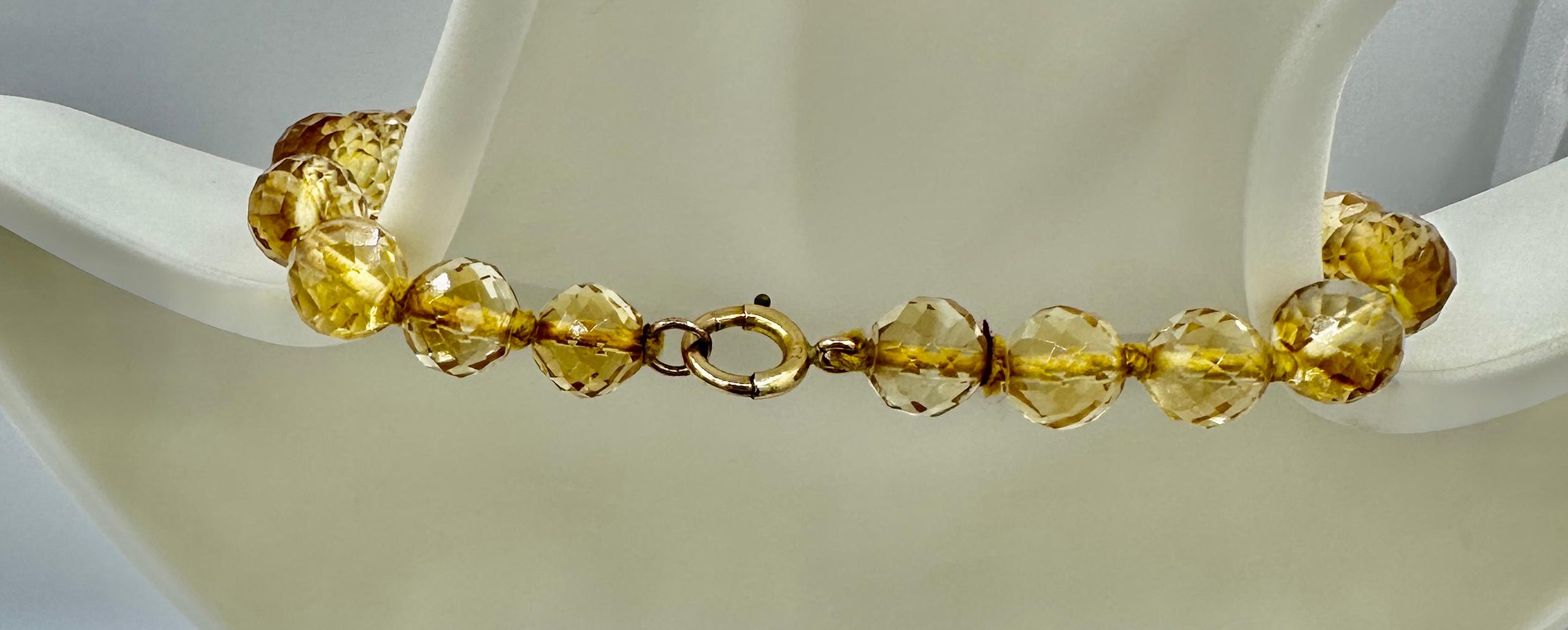 Art Deco Faceted Citrine Necklace Graduated Citrine Beads Gold Circa 1920 For Sale 4