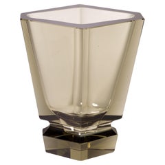Art Deco Faceted Crystal Glass Vase in Style of Josef Hoffman, Moser