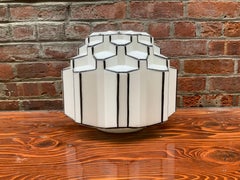 Art Deco Faceted Skyscraper Milk Glass Canopy Shade