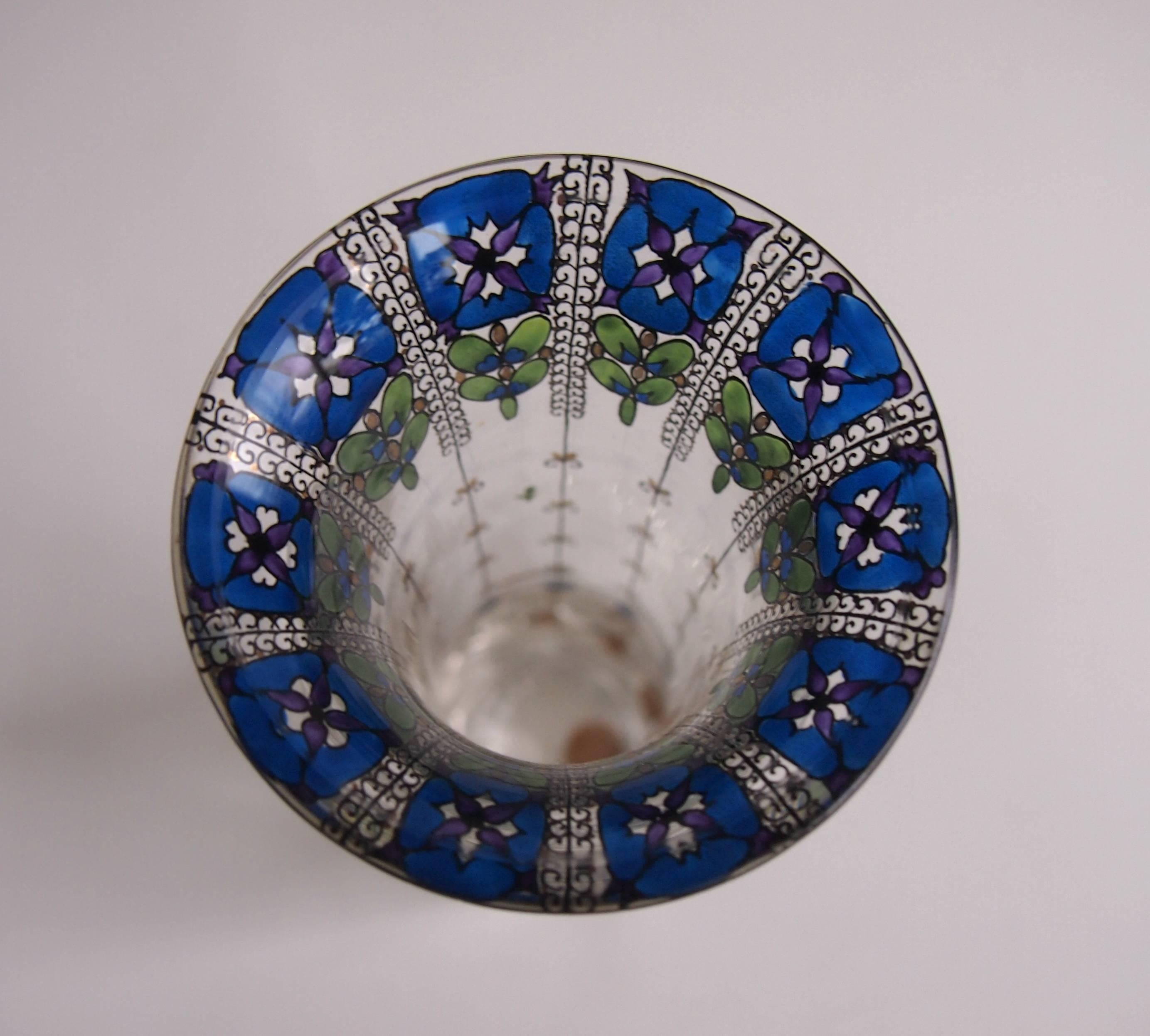 Art Glass Art Deco Fachschule Haida Ortel Enamel Vase
