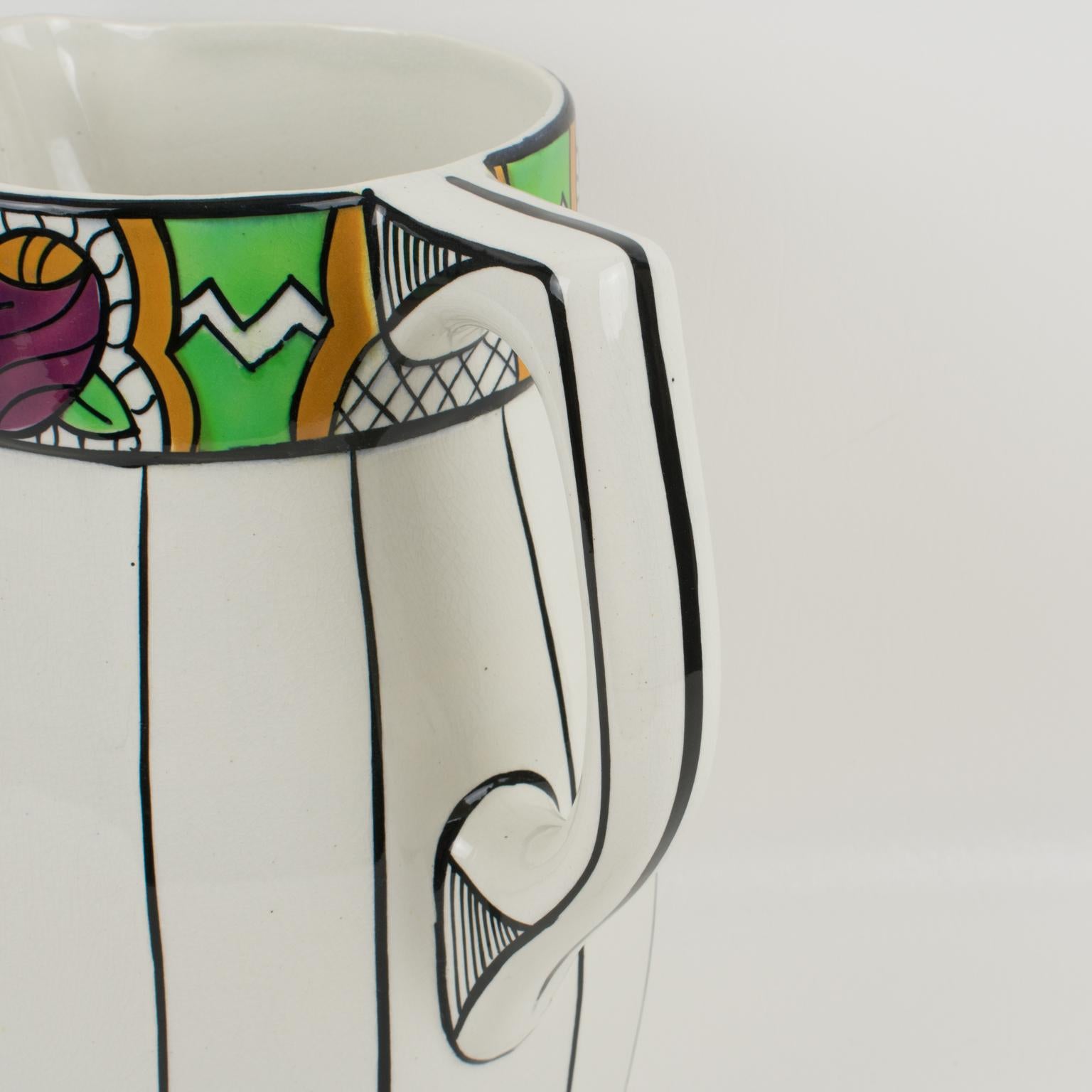 Bol, pichet et boîtes de commode en céramique faïence Art Déco d'Auguste Mouzin en vente 5