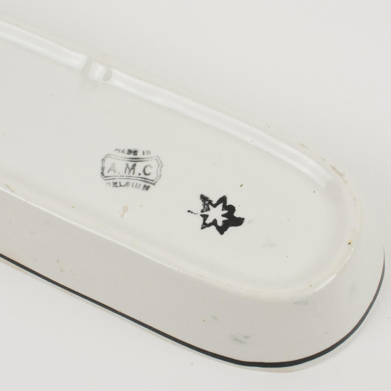 Bol, pichet et boîtes de commode en céramique faïence Art Déco d'Auguste Mouzin en vente 12