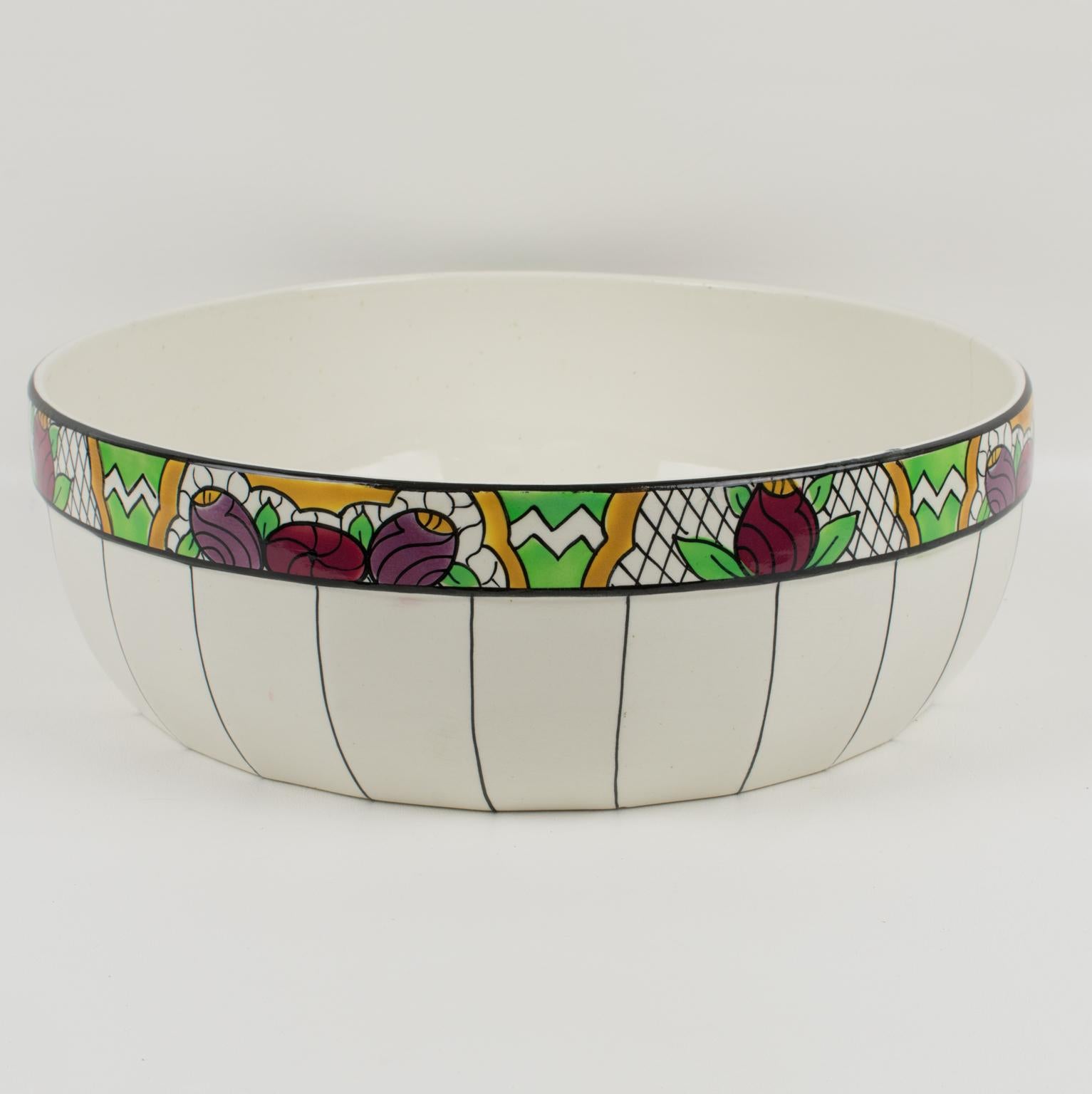 Bol, pichet et boîtes de commode en céramique faïence Art Déco d'Auguste Mouzin Bon état - En vente à Atlanta, GA