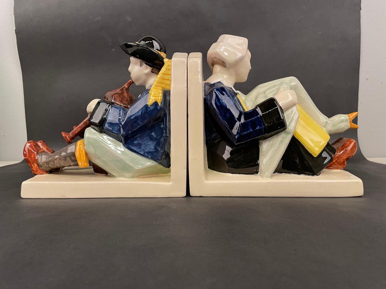 Art Deco Faience Hb Quimper Bookends, a Pair For Sale at 1stDibs