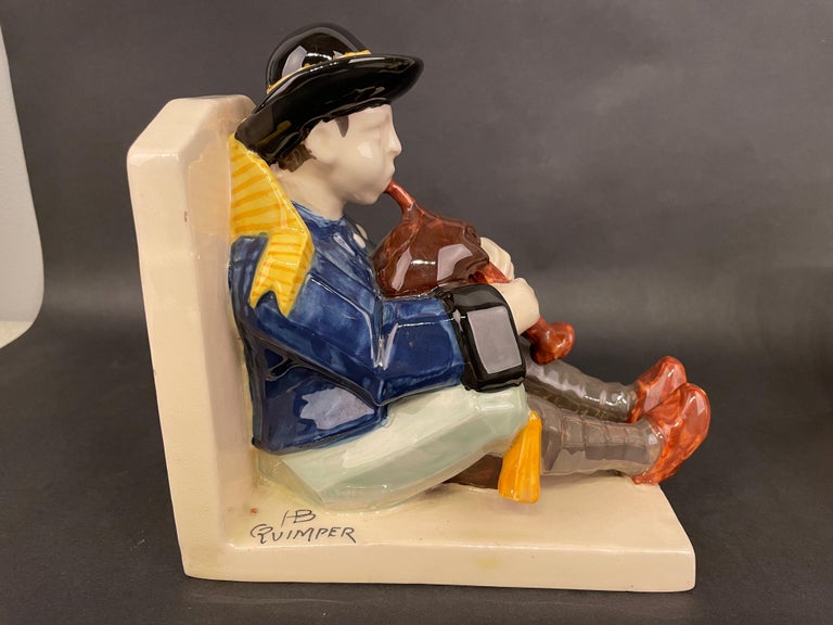 Art Deco Faience Hb Quimper Bookends, a Pair For Sale at 1stDibs
