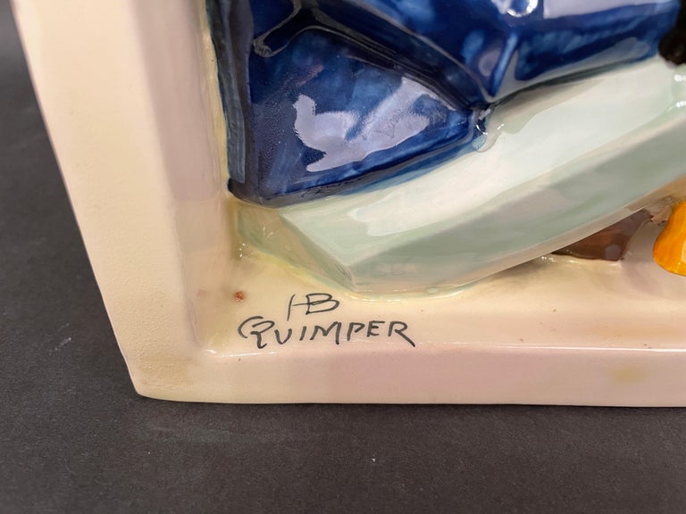 Art Deco Faience Hb Quimper Bookends, a Pair For Sale at 1stDibs