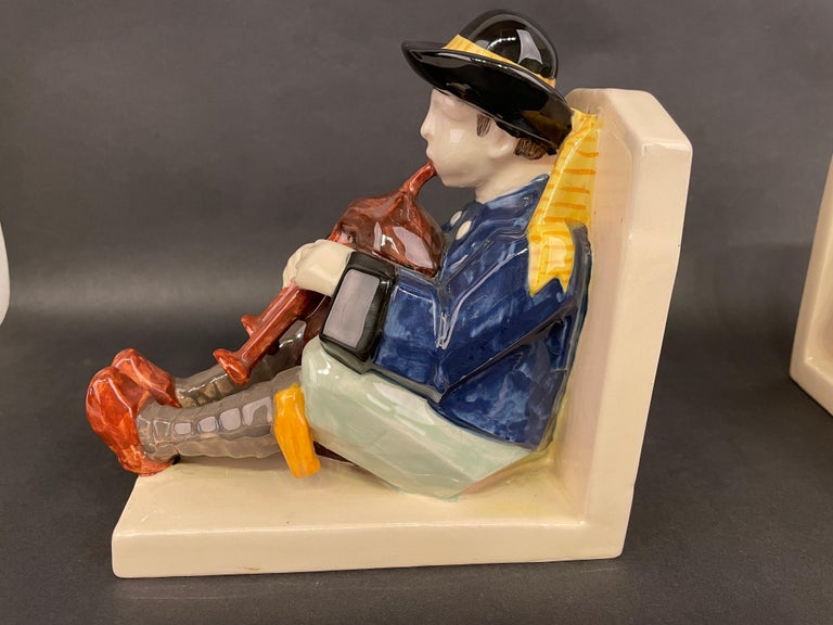 Art Deco Faience Hb Quimper Bookends, a Pair For Sale at 1stDibs