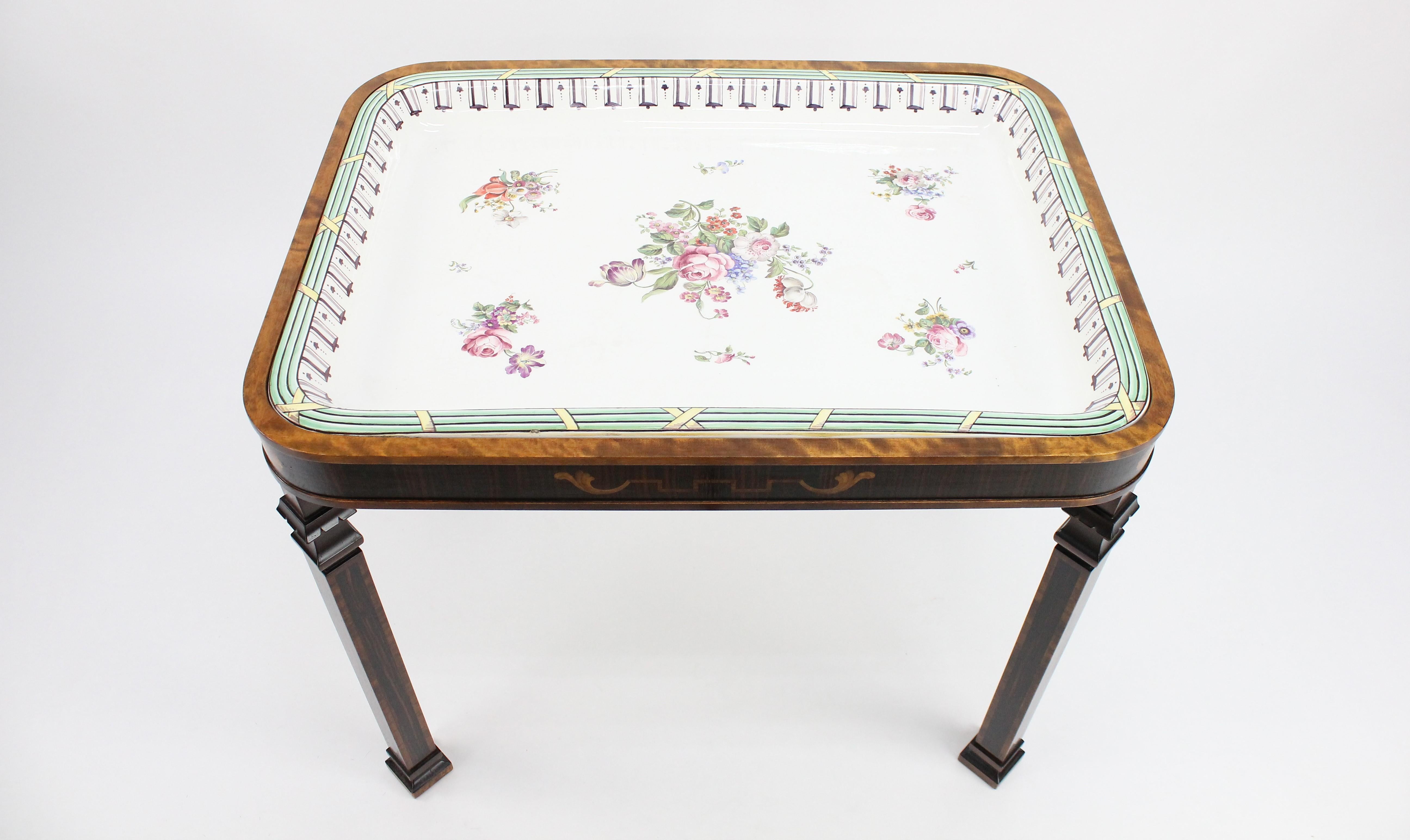 Art Deco Faience Tray Table, Swedish Grace, 1920s 12