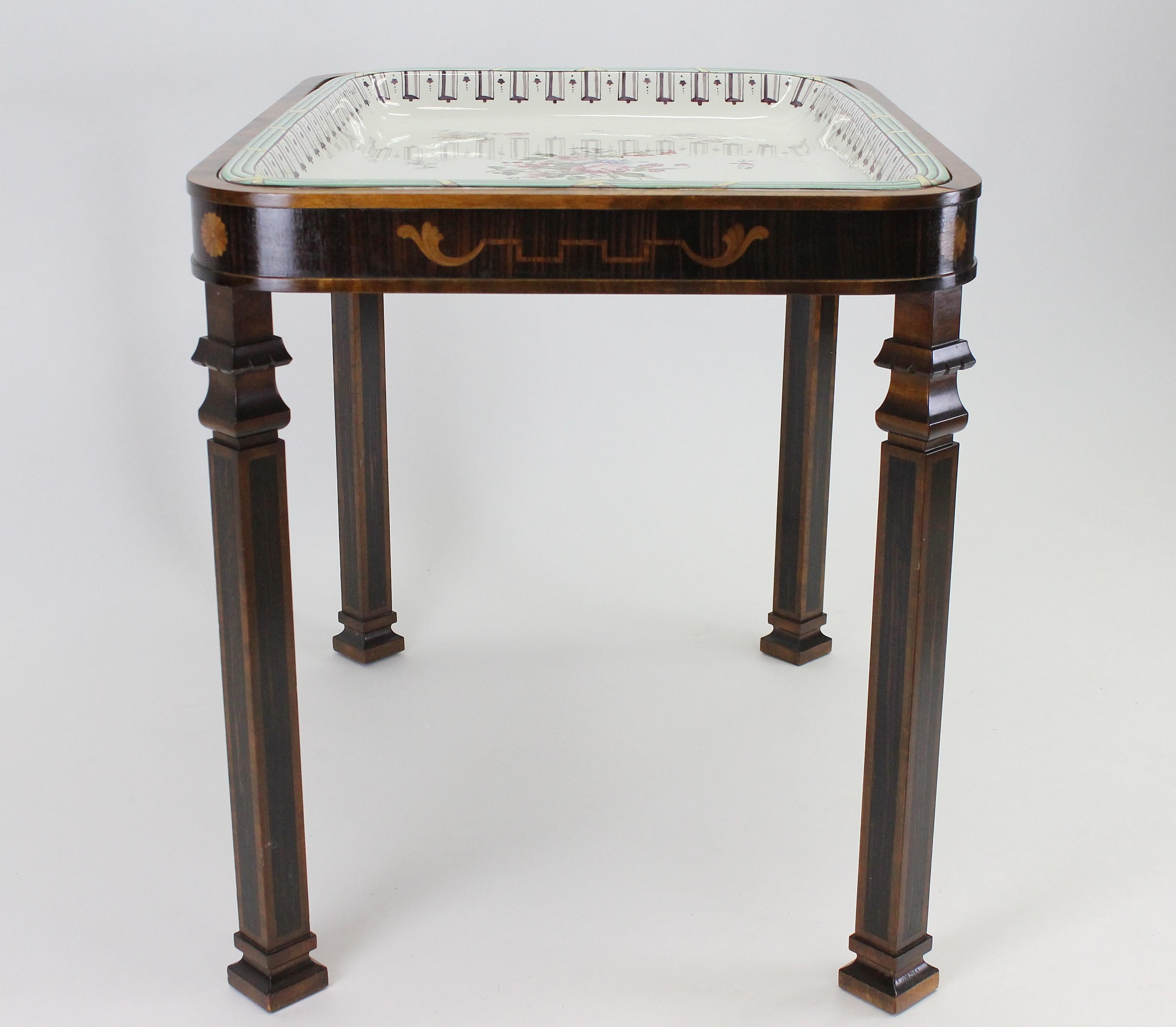 Marquetry Art Deco Faience Tray Table, Swedish Grace, 1920s