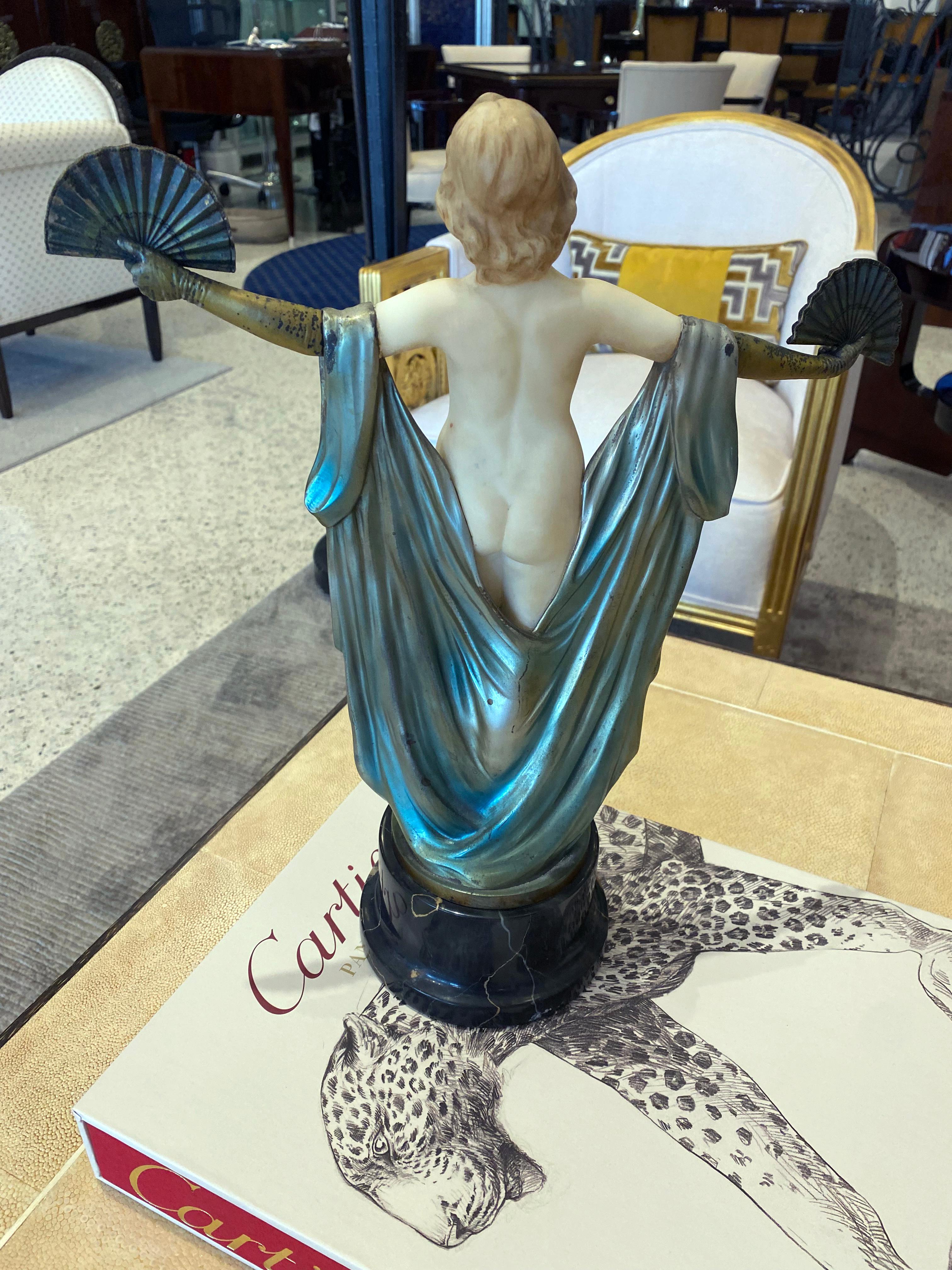 Art Deco Fan Dancer Sculpture by Suteur In Good Condition In Miami, FL