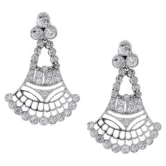 Art Deco Fan Diamond Chandelier Earrings