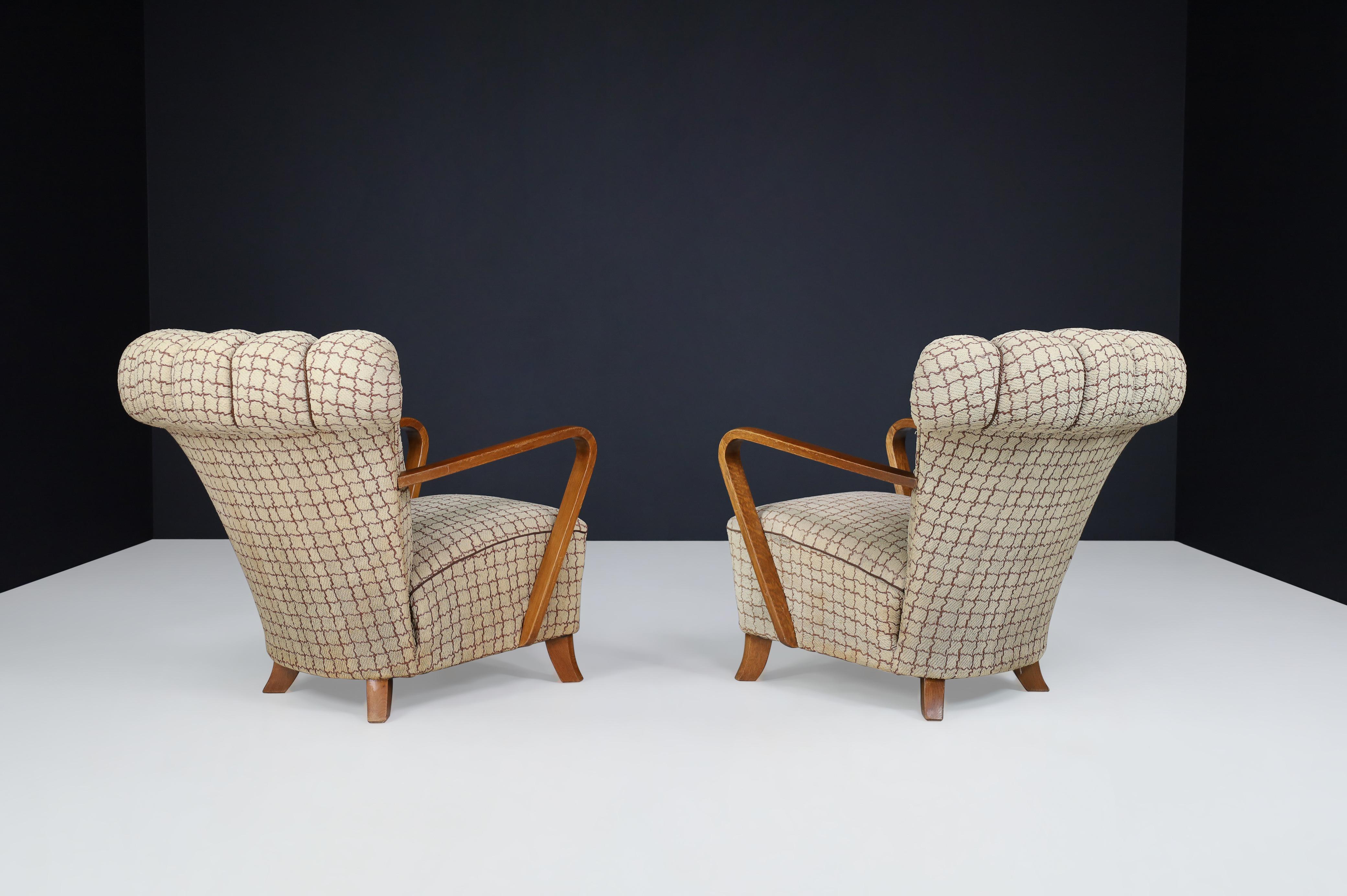 Art Deco Fan-Shaped Armchairs in Bentwood and Original Upholstery, Praque, 1930s For Sale 5