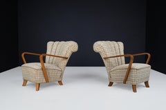 Art Deco Fan-Shaped Armchairs in Bentwood and Original Upholstery, Praque, 1930s