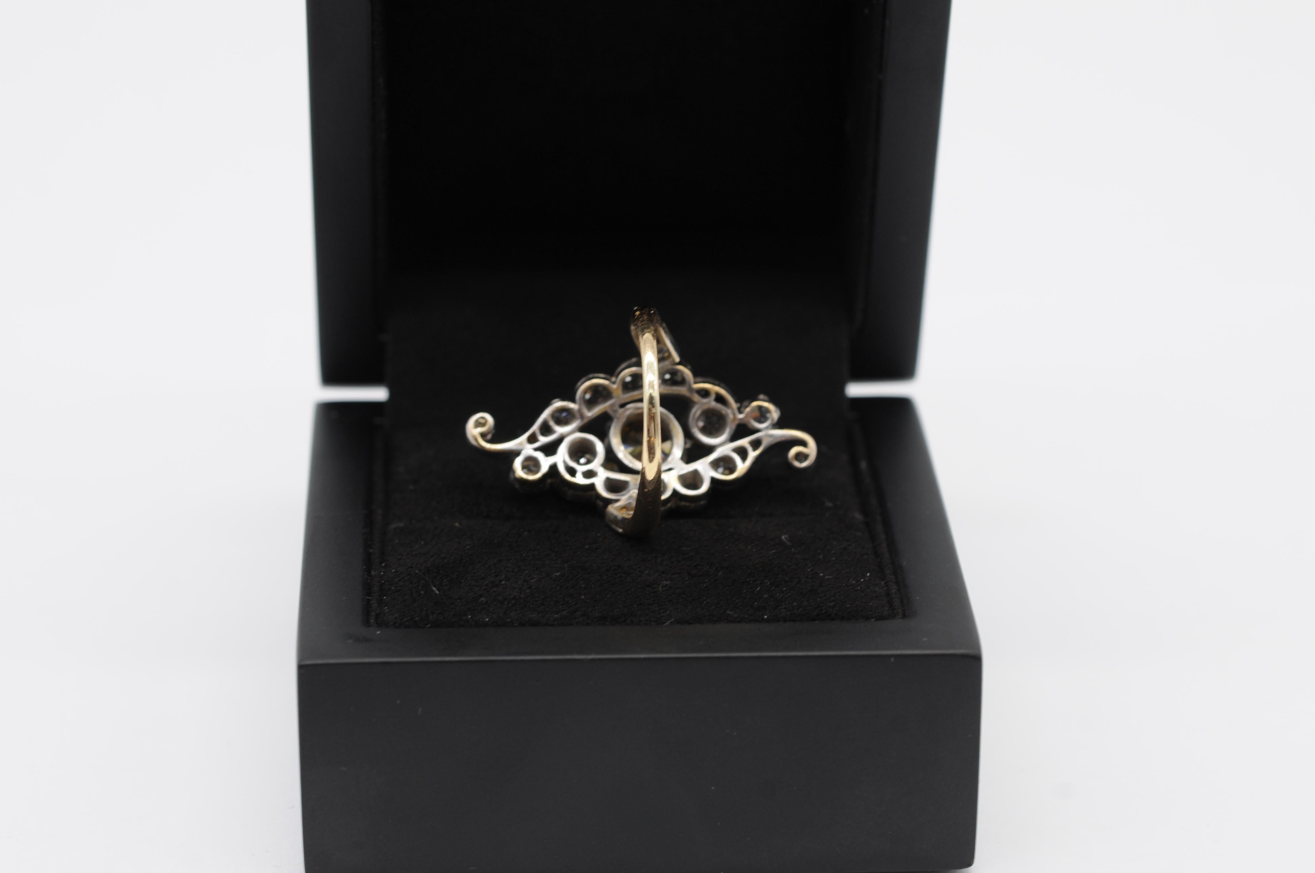 Art Deco Fancy brown diamond Ring in 18k Gold For Sale 1
