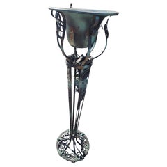 French Art Deco Fancy Iron with Copper Pot Plant Stand C1925