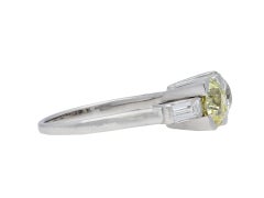 Art Deco Fancy Light Yellow Diamond Two Stone Ring by Gubelin, circa 1920