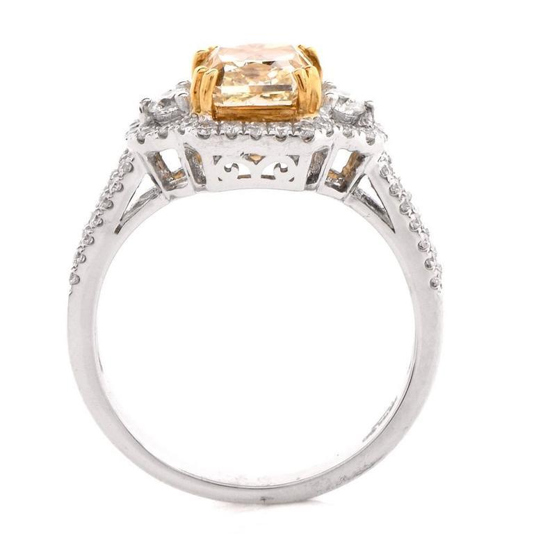 Women's Fancy Light Yellow Diamond White Gold Engagement Ring