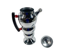 Art-Déco-Cocktailshaker „Bubble“ aus Farberware mit schwarzem und rotem Griff