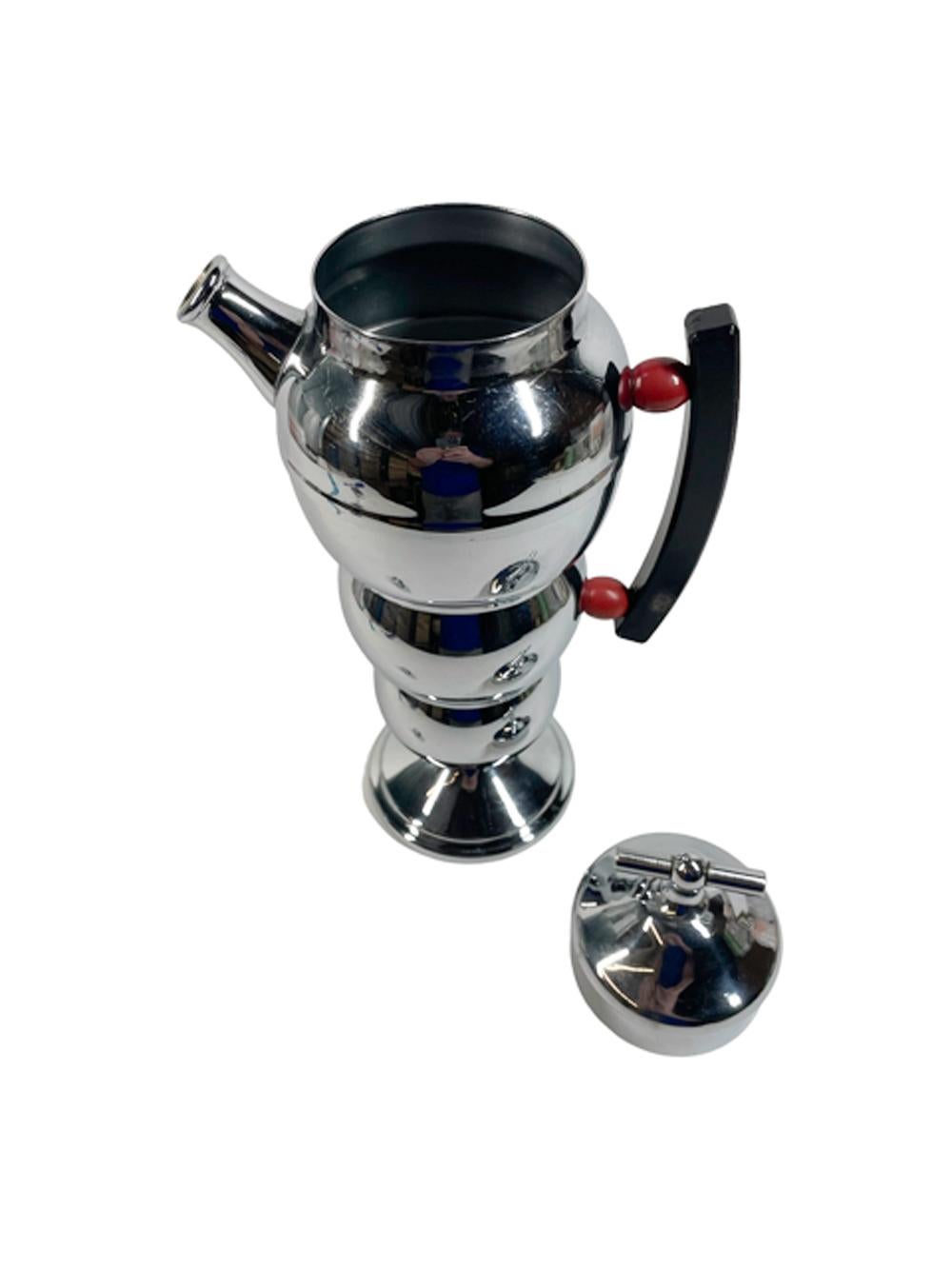 Art-Déco-Cocktailshaker „Bubble“ aus Farberware mit schwarzem und rotem Griff (amerikanisch) im Angebot