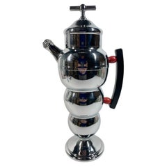 Art Deco Farberware "Bubble" Cocktail Shaker with Black and Red Handle