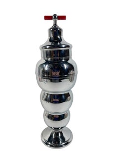 Handloser Art-Déco-Cocktailshaker „Bubble“ aus Farberware mit schwarzem und rotem Griff