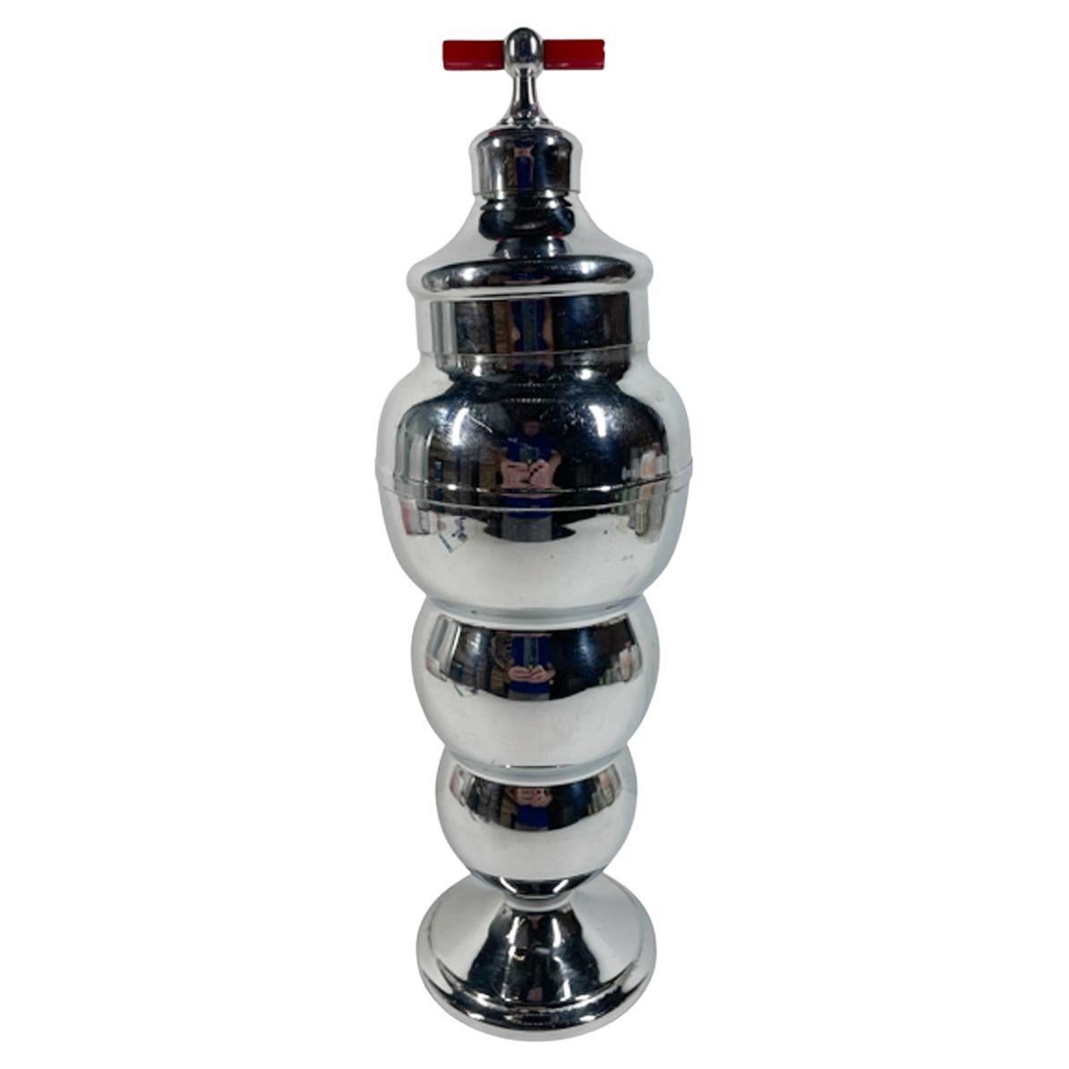 Shakers da cocktail "Bubble" senza manico in stile Art Deco di Farberware con manico nero e rosso
