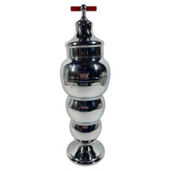 Art Deco Farberware Handless "Bubble" Cocktail Shaker with Black and Red Handle