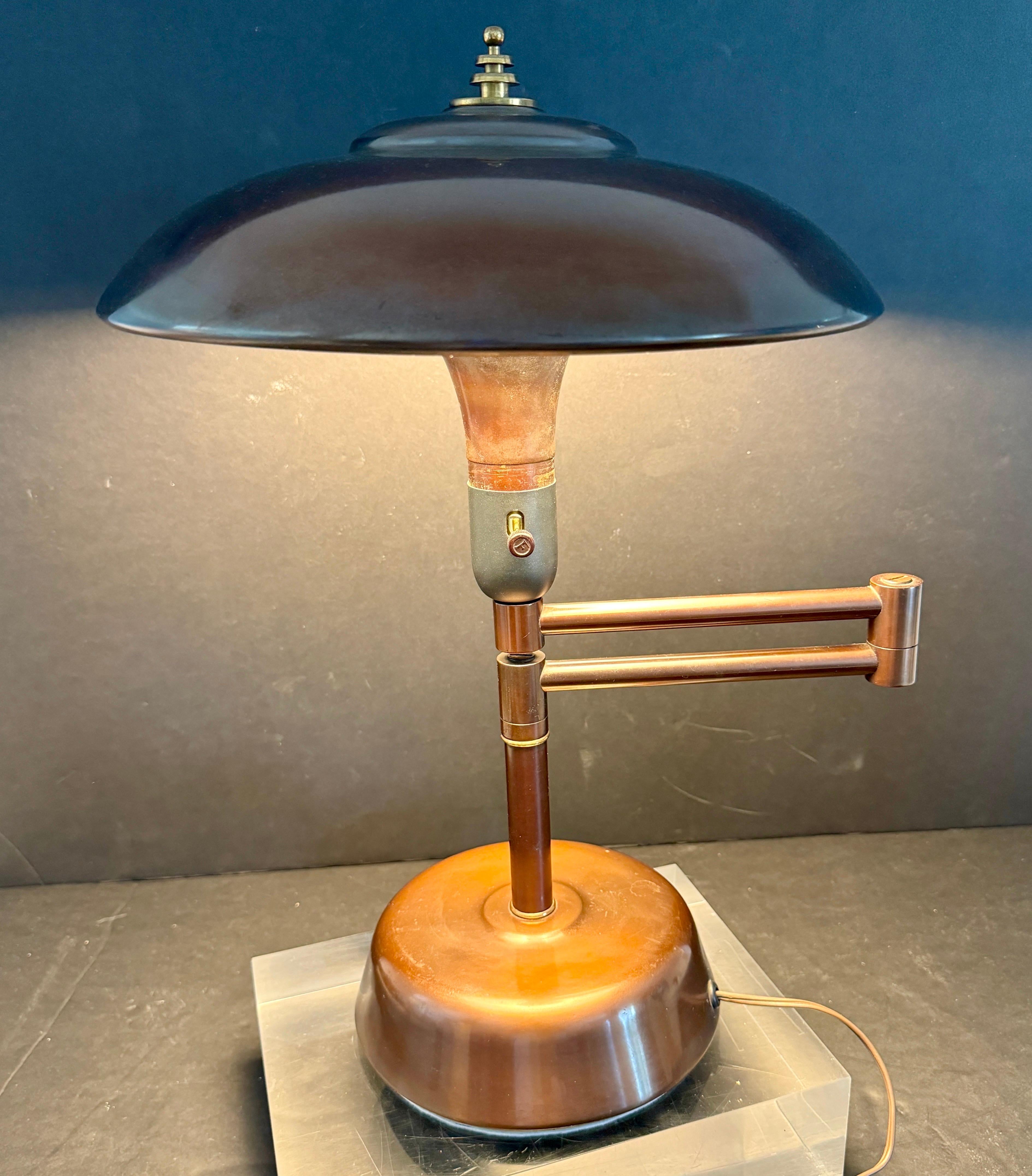 American Art Deco Faries Guardsman Normandy Bronze Desk Lamp #60300 For Sale