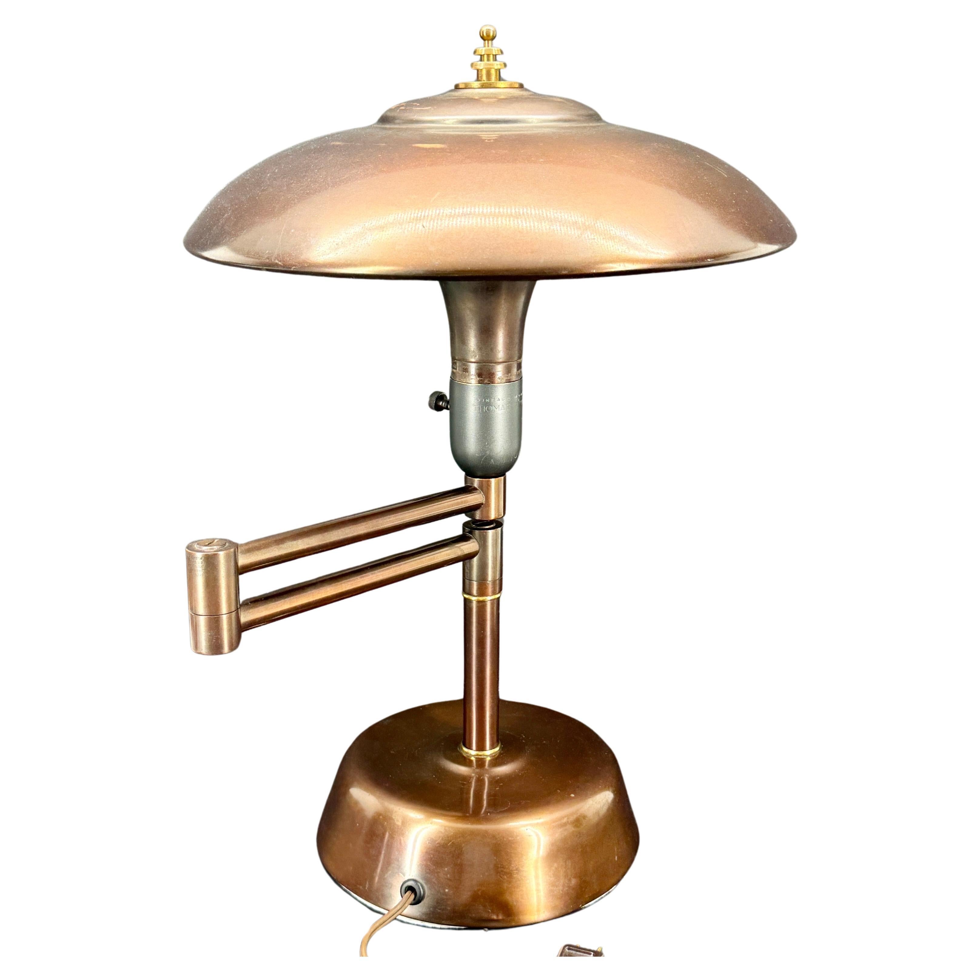 Patinated Art Deco Faries Guardsman Normandy Bronze Desk Lamp #60300 For Sale