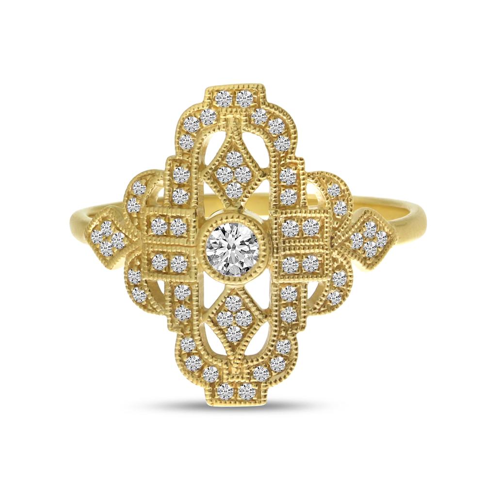 Modern Art Deco Fashion Diamond 18 Karat Yellow Gold Ring For Sale