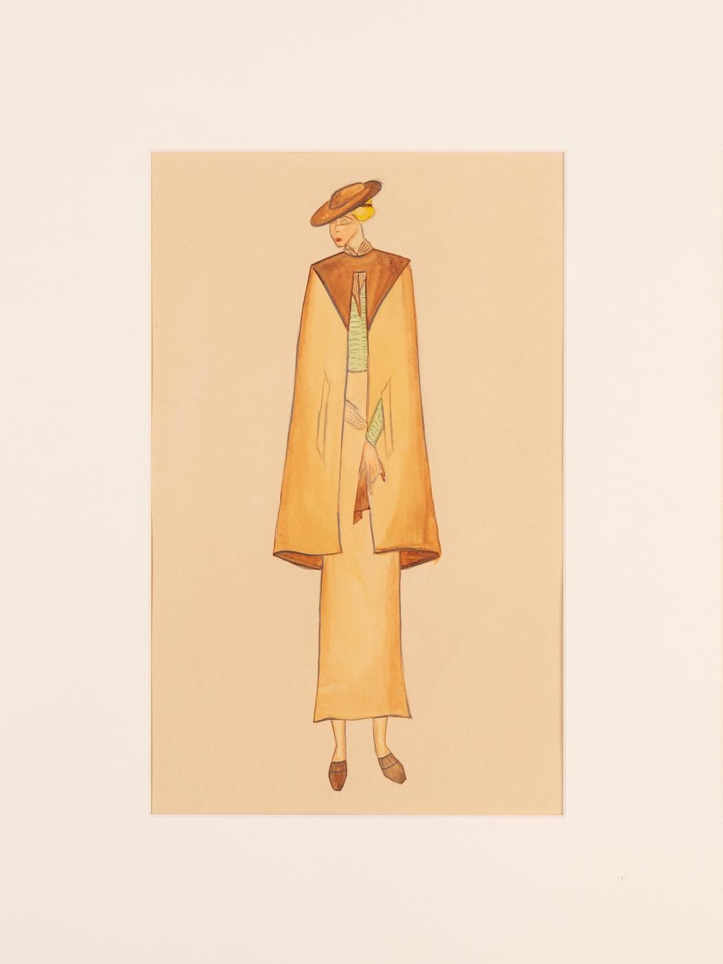 Art Déco Fashion Illustration Framed 1920s Ready to Hang In Good Condition For Sale In Neuss, NW